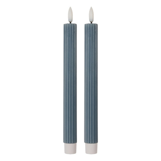 LED Stabkerze mit Rillen Blau