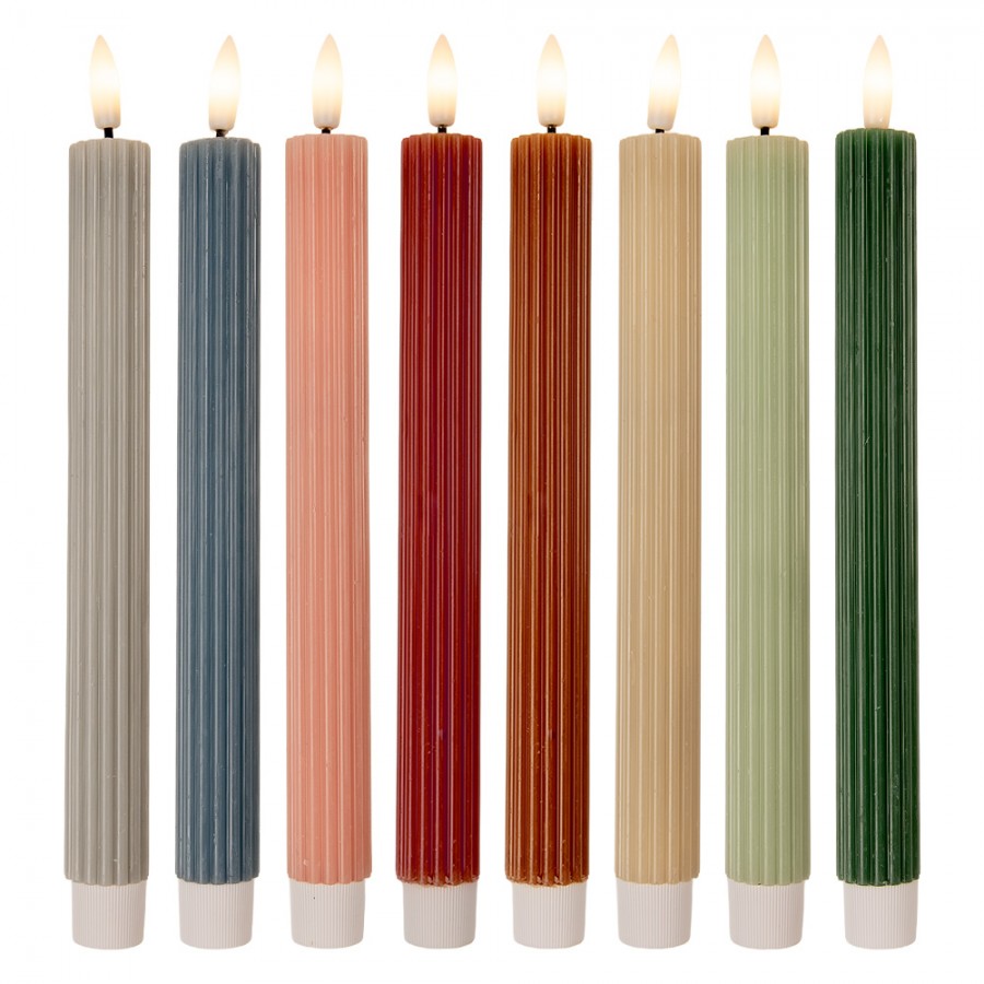 LED Stabkerze mit Rillen Beige
