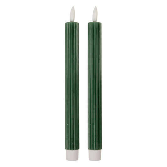 LED Stabkerze mit Rillen Grün
