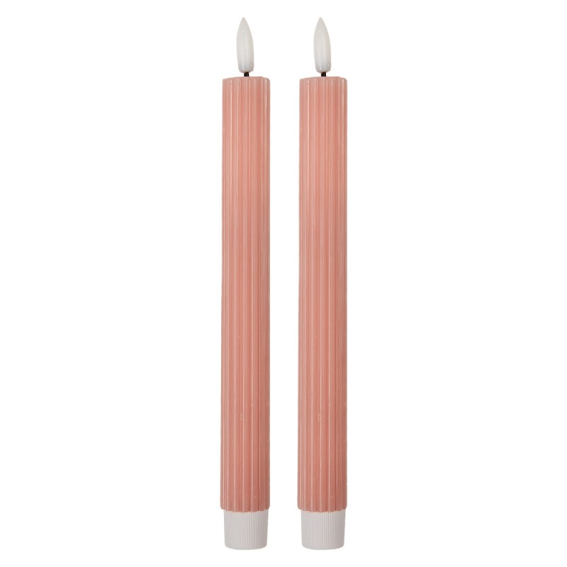 LED Stabkerze mit Rillen Rosa
