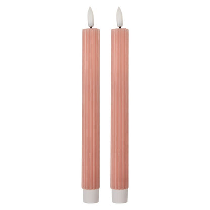 LED Stabkerze mit Rillen Rosa