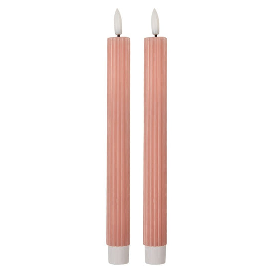 LED Stabkerze mit Rillen Rosa