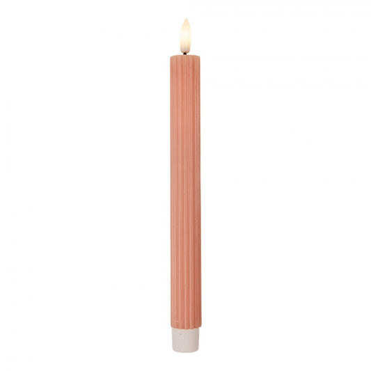 LED Stabkerze mit Rillen Rosa