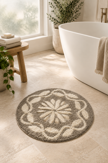Teppich / Badematte rund Greige - Off White