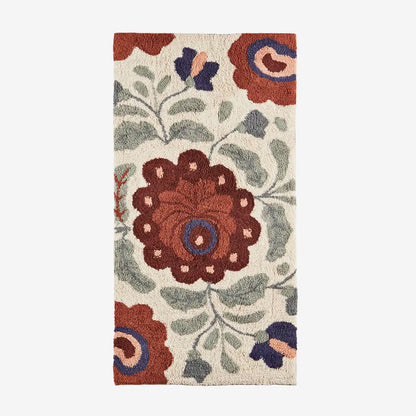 Teppich Creme mit roten Blumen 70x140 cm