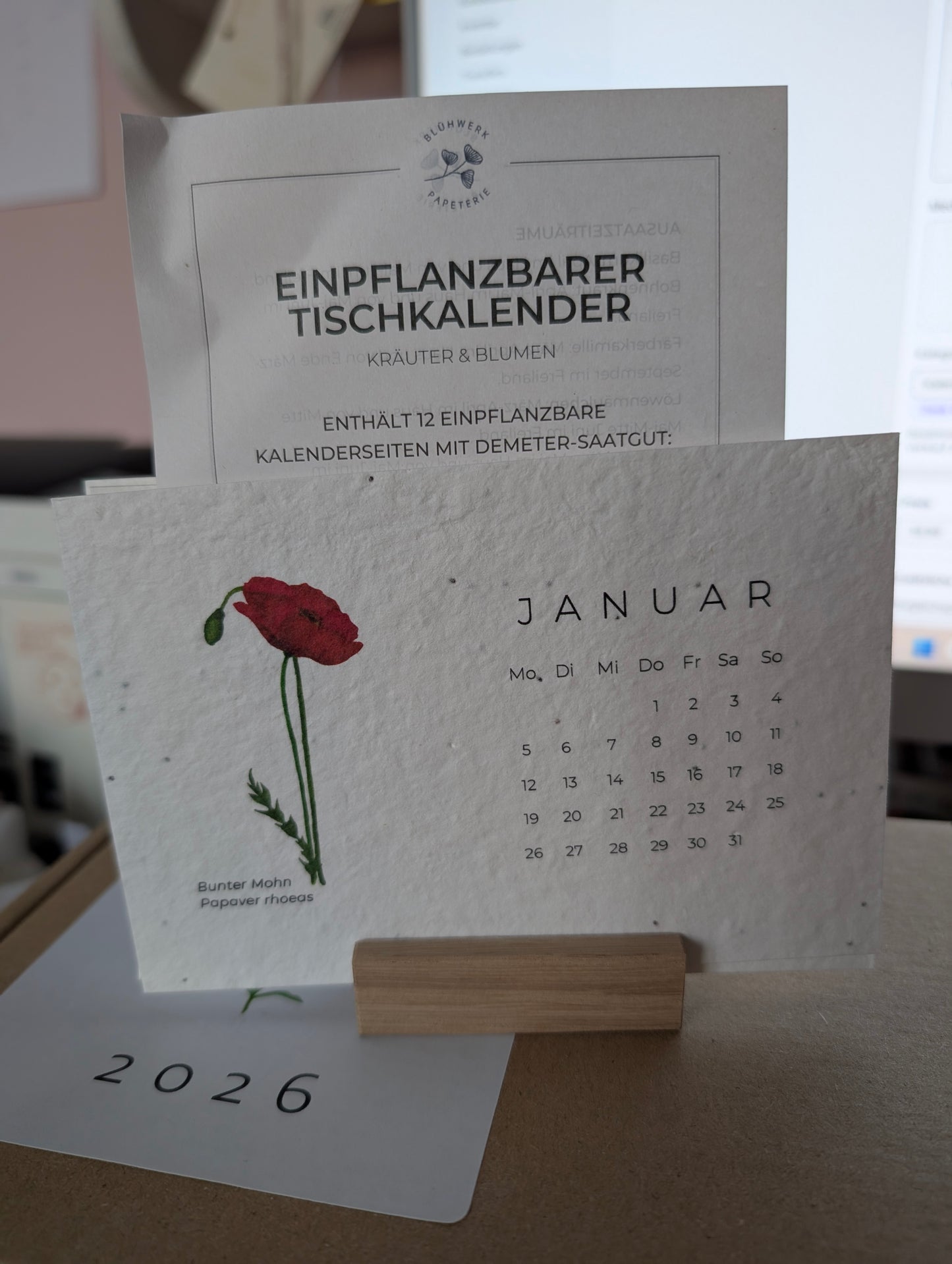 Einpflanzbarer Tisch-Kalender 2026