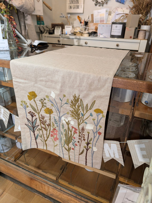 Tischläufer 40x140 cm, wild flower, beige background