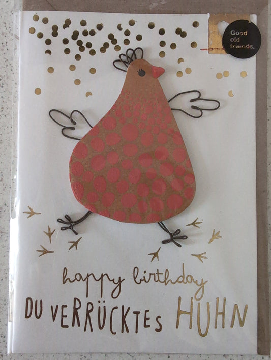 Crazy Chicken Karte. Happy Birthday