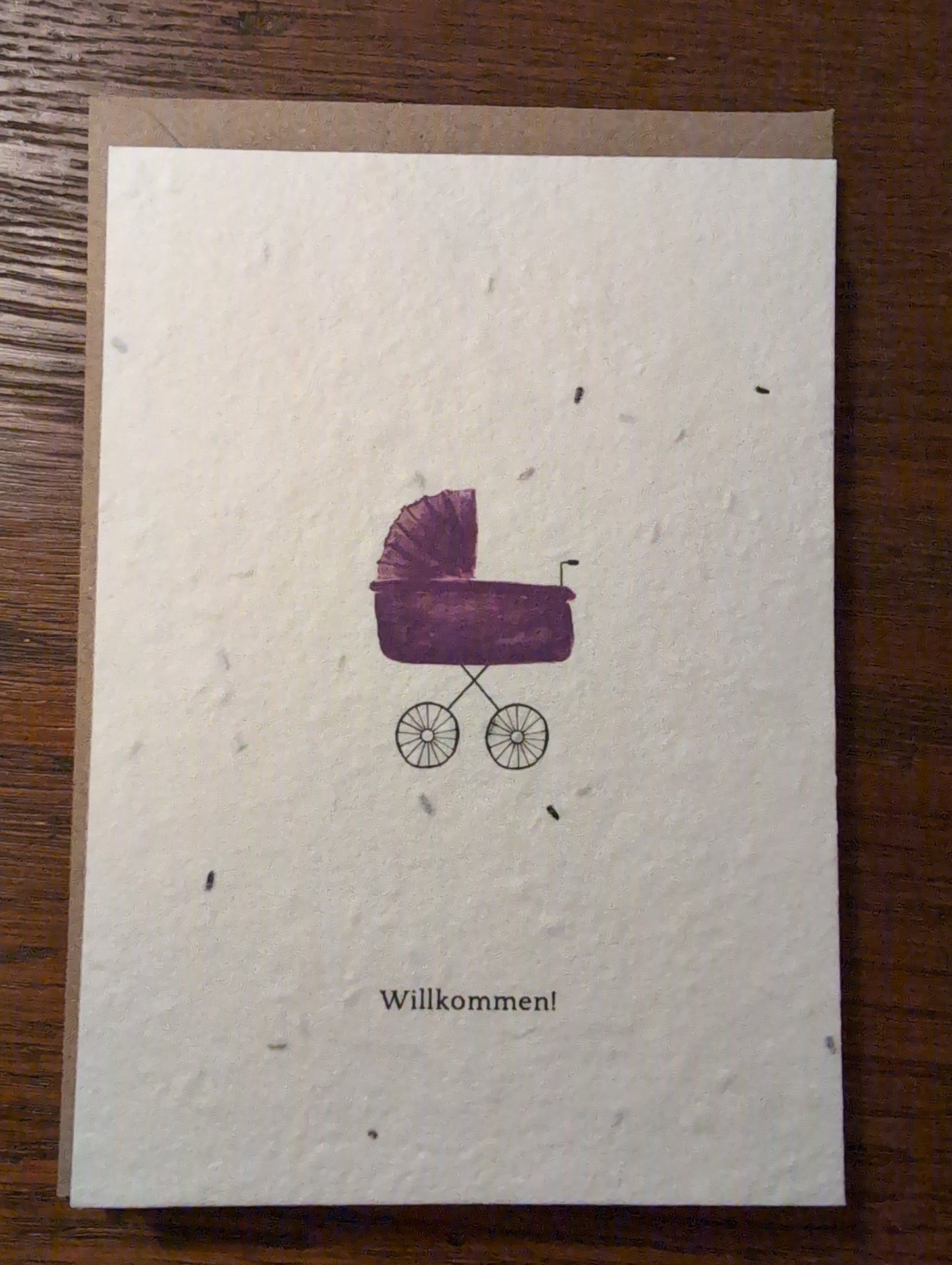 Einpflanzbare Grußkarte mit Umschlag WILLKOMMEN!