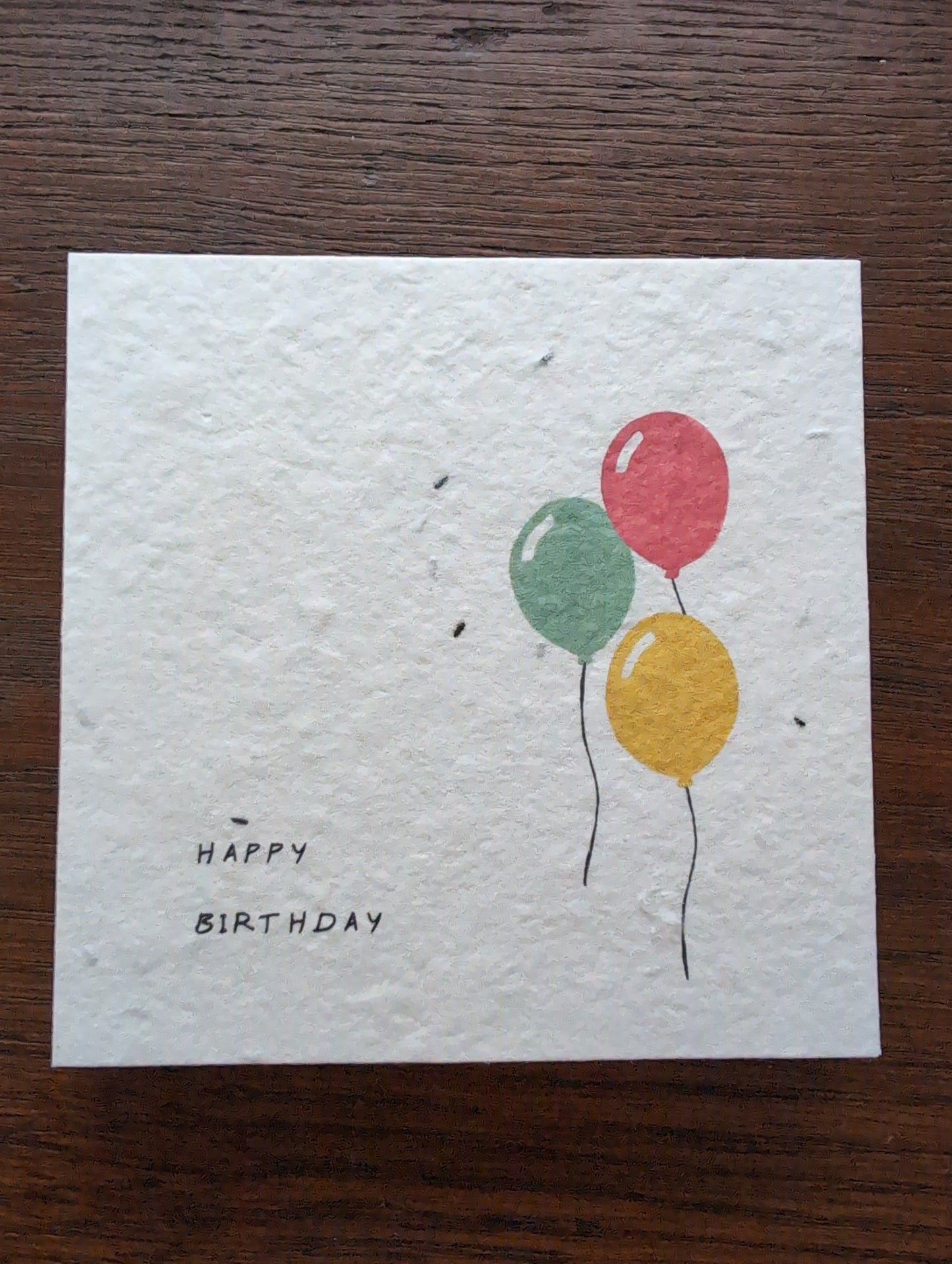 Einpflanzbare Grußkarte mit Umschlag HAPPY BIRTHDAY quadratisch Luftballons