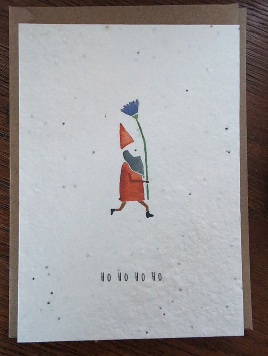 Einpflanzbare Grußkarte mit Umschlag HO HO HO HO