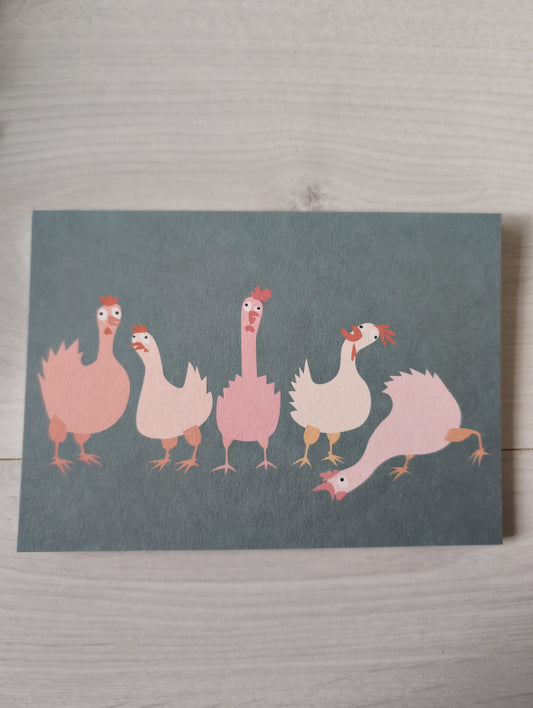 Postkarte "Verrückte Hühner"
