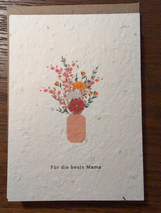 Einpflanzbare Grußkarte mit Umschlag FÜR DIE BESTE MAMA