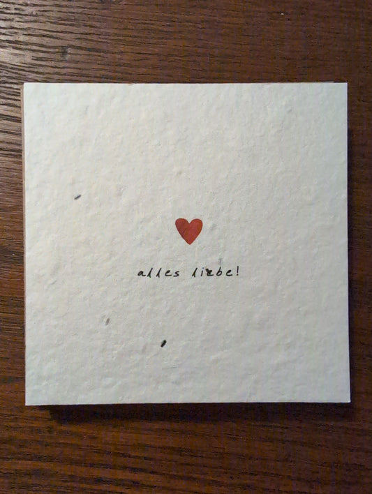 Einpflanzbare Grußkarte mit Umschlag ALLES LIEBE quadratisch