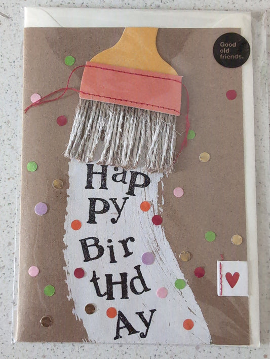 Pinselkarte. "Happy Birthday"