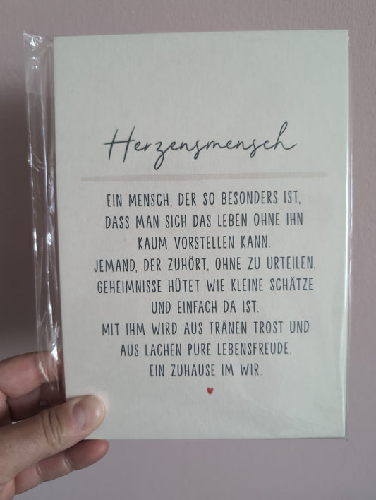 Postkarte groß. Herzensmensch