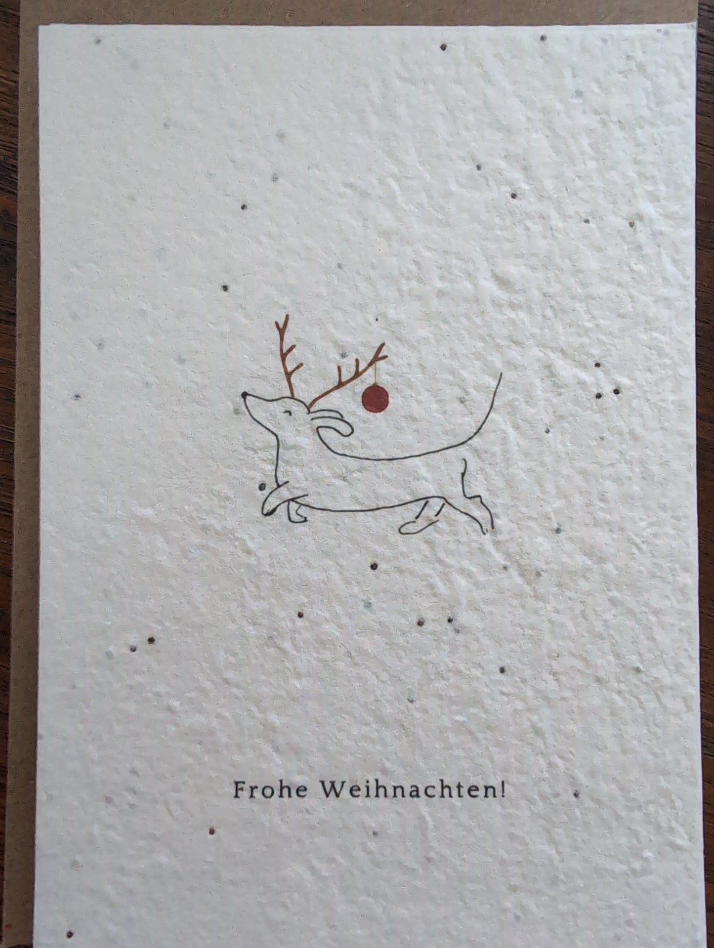 Einpflanzbare Grußkarte mit Umschlag FROHE WEIHNACHTEN! Dackel