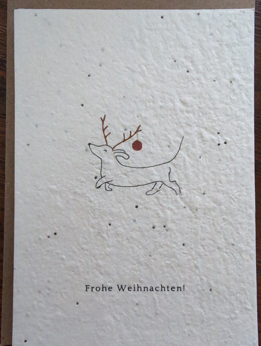 Einpflanzbare Grußkarte mit Umschlag FROHE WEIHNACHTEN! Dackel