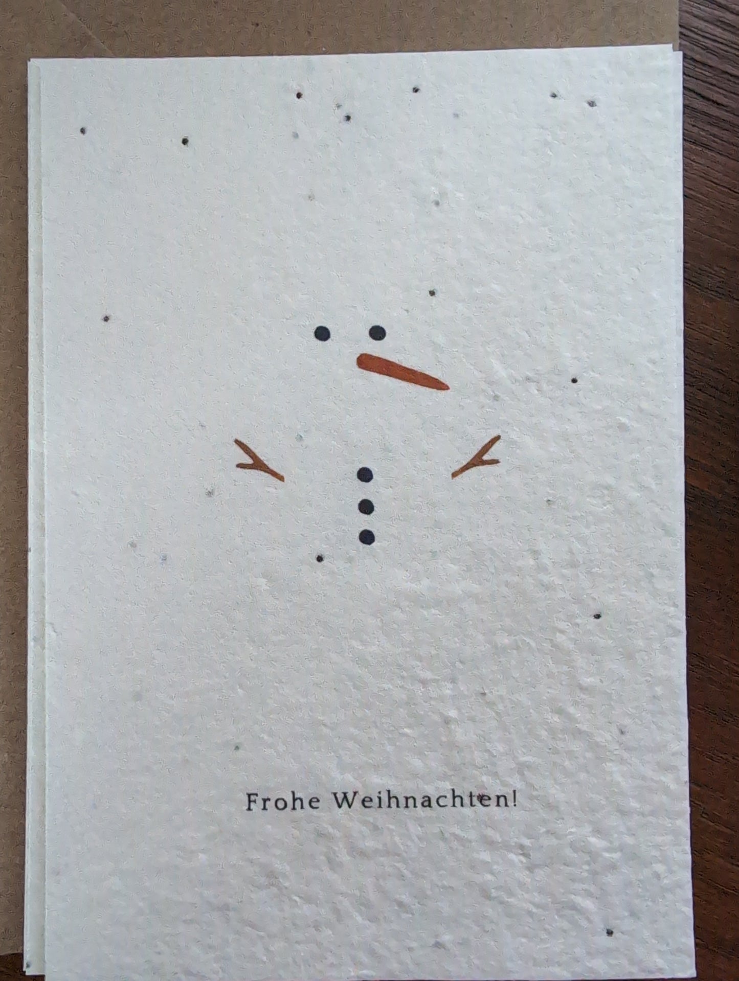 Einpflanzbare Grußkarte mit Umschlag FROHE WEIHNACHTEN! Schneemann