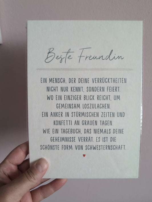 Postkarte groß. Beste Freundin
