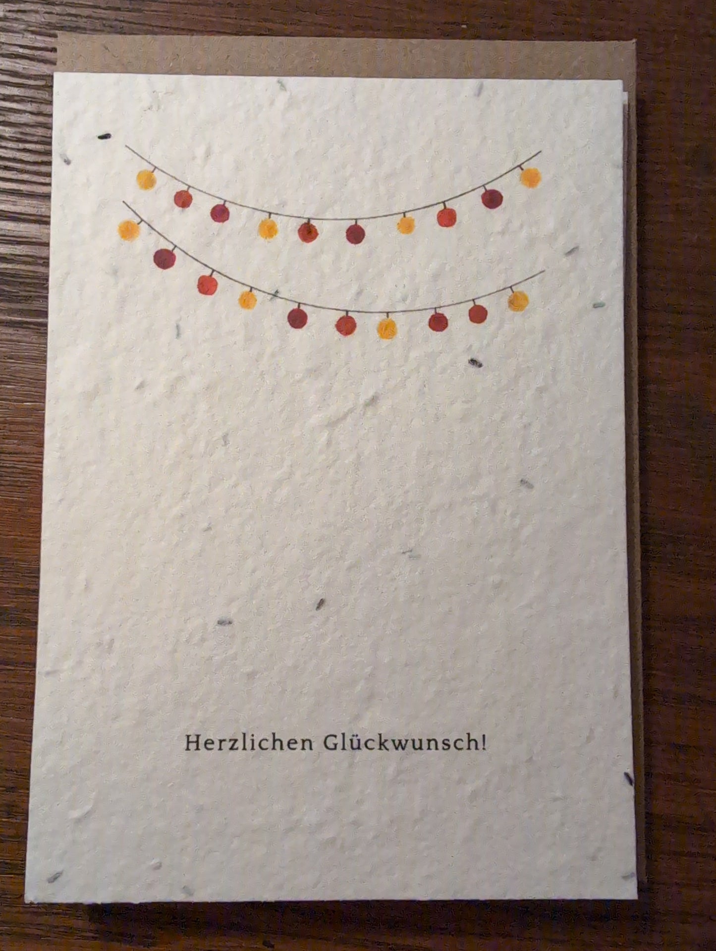 Einpflanzbare Grußkarte mit Umschlag HERZLICHEN GLÜCKWUNSCH!