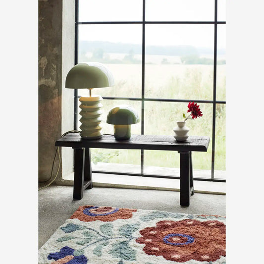 Teppich Creme mit roten Blumen 70x140 cm