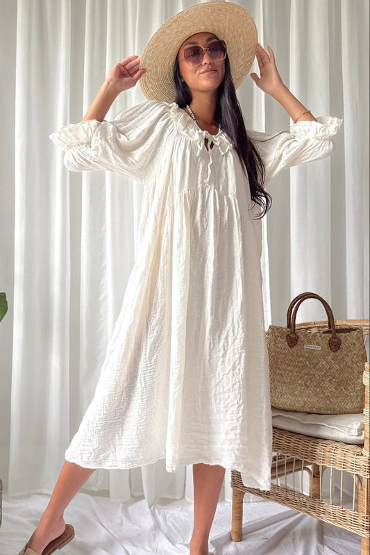 Baumwoll Kleid Vanille