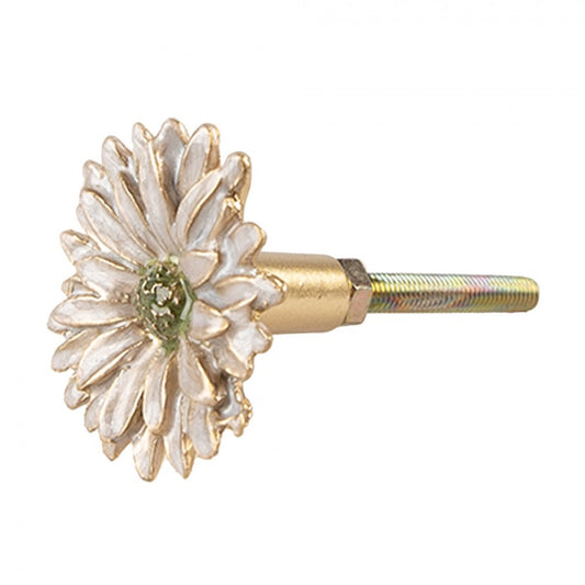 Möbelknopf Blume Weiß Metall
