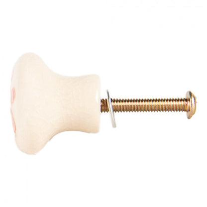Möbelknopf Beige mit rotem Muster