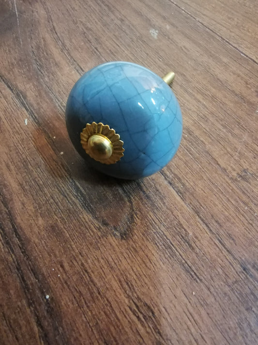 Möbelknopf graublau krakeliert