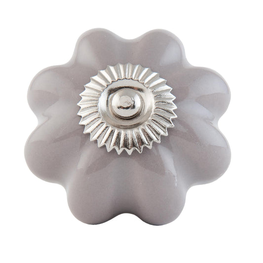 Möbelknopf Blume grau