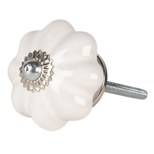 Möbelknopf Blume weiß