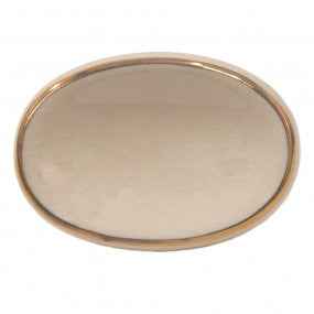 Möbelknopf oval creme mit Goldrand