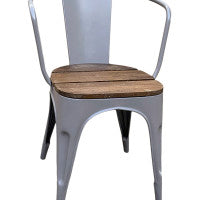 Stuhl Metall mit Holzsitzfläche